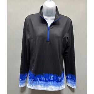 Talbots Women ON THE MOVE TIE DYE HALF ZIP PULLOVER M SPF 50 POCKETS